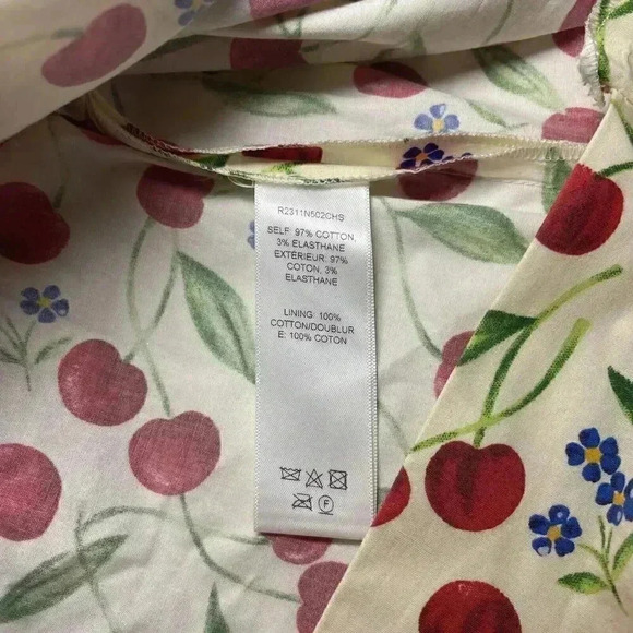 Carolina Herrera Cherry Print Off Shoulder Midi Dress 6 S Drape Designer Runway - Picture 16 of 16